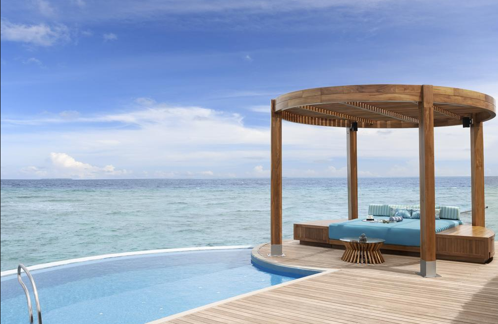 房型内部设施图片参考，如无边泳池与电视及音响， WOW Ocean Escape-惊喜海景幽居  maldievs(W岛|宁静岛 W Retreat) 