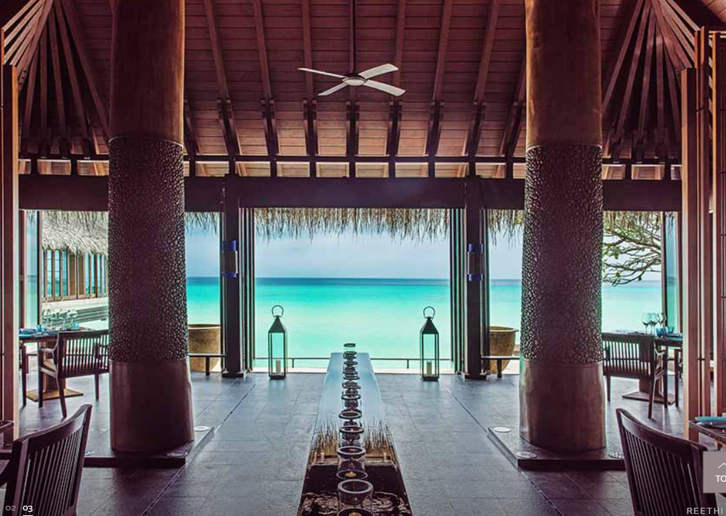 唯一岛|唯逸岛|OO岛 One Only Reethi Rah,dining时间( 早餐时间:07:00-11:00午餐时间:12:30-16:00晚餐时间:19:00-22:30 )美食攻略 Reethi Restaurant--Reethi 餐厅 ，方便大家选岛（海岸线假期一级代理提供），海岛马尔代夫maldives