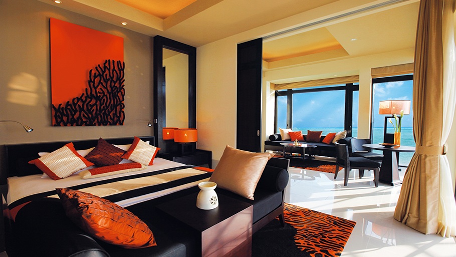 房型内部设施图片参考，如无边泳池与电视及音响， Sanctuary In-Ocean Pool Villa-海静轩  maldievs(薇拉瓦鲁岛|AV岛|海龟岛 Angsana velavaru) 