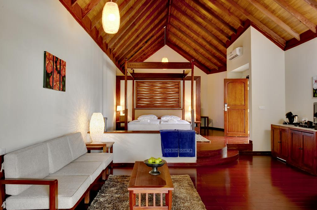 房型内部设施图片参考，如无边泳池与电视及音响， 沙滩别墅-Beach Villa maldievs(鲁宾逊|罗宾逊|鲁滨逊 Robinson Club) 