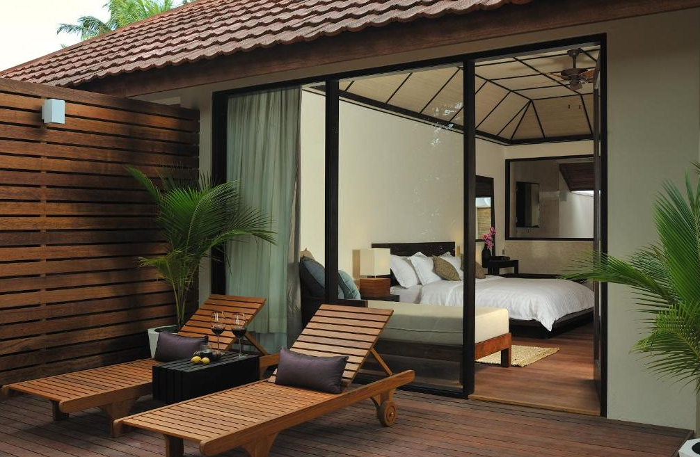 房型内部设施图片参考，如无边泳池与电视及音响， 海滩别墅-Beach Villas maldievs(莉莉岛|丽莉岛 Lily Beach Resort) 