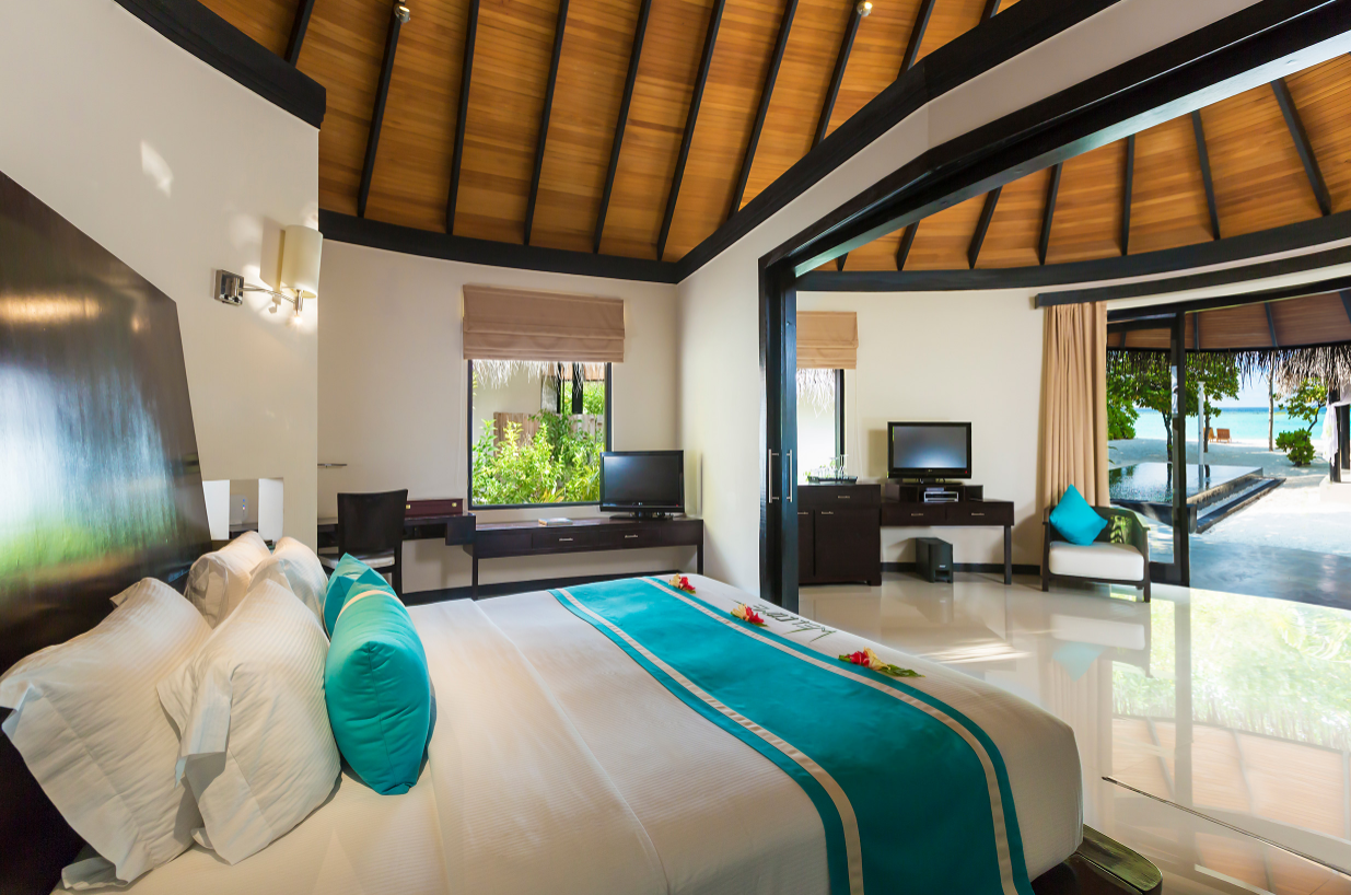 房型内部设施图片参考,如无边泳池与电视及音响, 带游泳池的豪华家庭海滨别墅-Family Deluxe Beach Villa with Pool maldievs(伊露岛|伊露富士 THE SUN SIYAM IRU FUSHI )