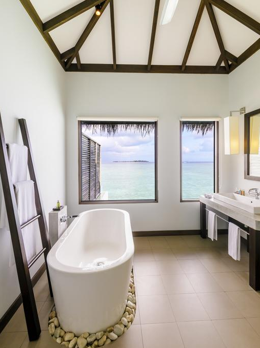 房型内部设施图片参考，如无边泳池与电视及音响， 带泳池的水上别墅-Water Bungalow with Pool maldievs(薇拉莎露岛|蔚蓝沙鲁岛 Velassaru) 