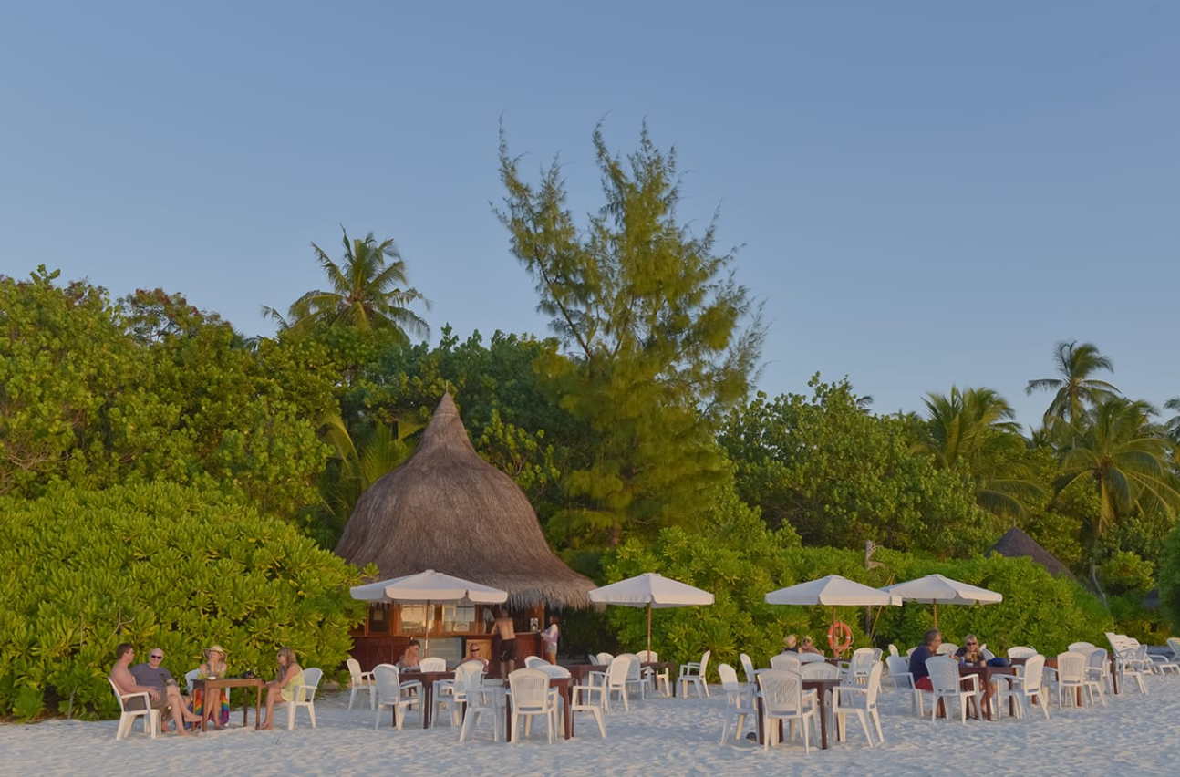 蓝色美人蕉(礁) Thulhagiri Island Resort,dining时间( 10:00-18:30 )美食攻略 beach bar--海滨酒吧 ，方便大家选岛（海岸线假期一级代理提供），海岛马尔代夫maldives