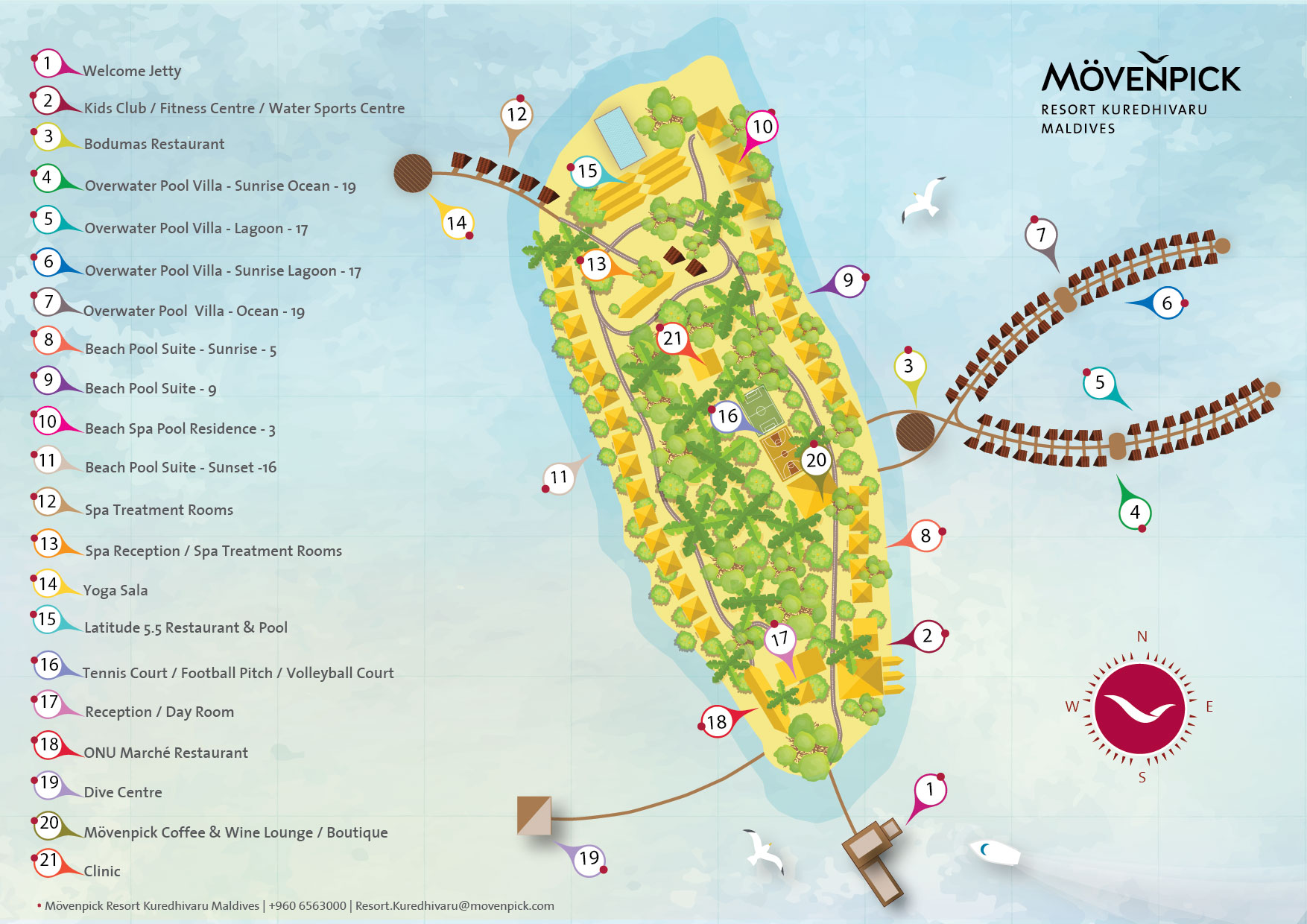 马尔代夫 莫凡彼|瑞享岛 Movenpick Resort Kuredhivaru Maldives 平面地图查看