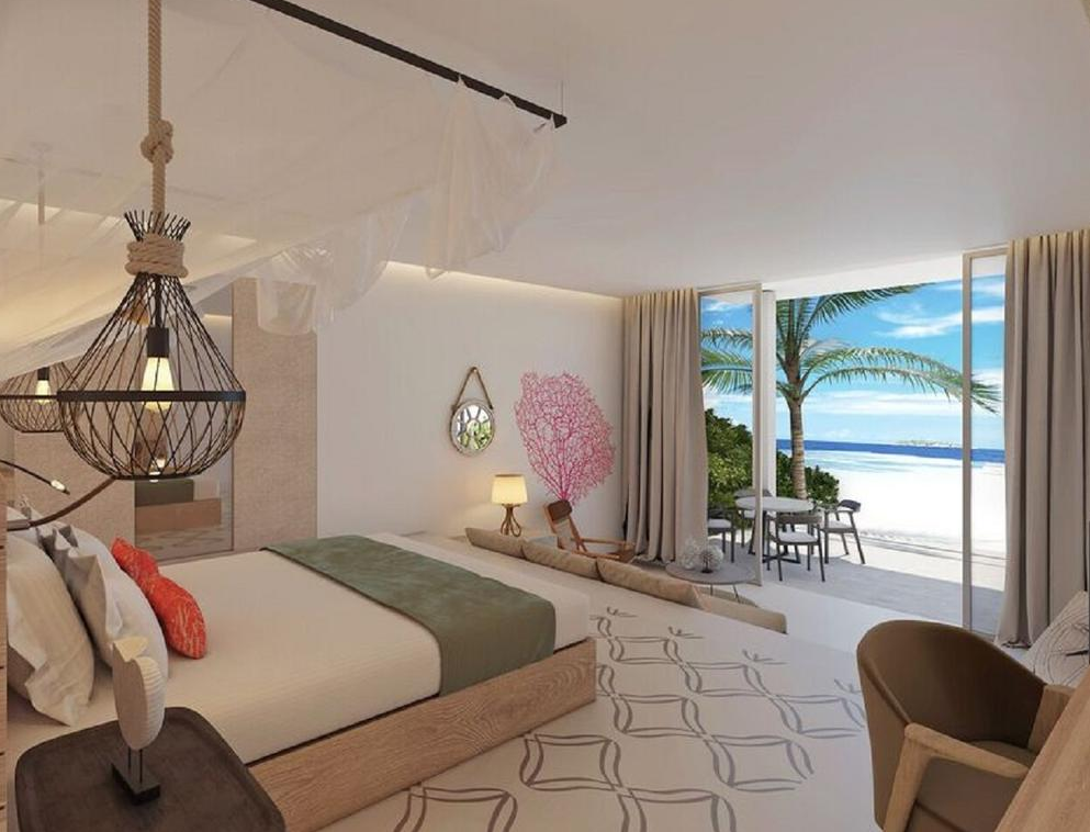 房型内部设施图片参考，如无边泳池与电视及音响， King Ocean Suite-国王海洋套房（双卧）  maldievs(伊露薇丽岛 Sun Aqua Iru Veli) 