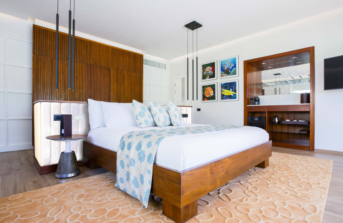 房型内部设施图片参考，如无边泳池与电视及音响， Jacuzzi Beach Villa-按摩浴缸海滩别墅  maldievs(翡翠岛 Emerald Maldives Resort and Spa) 