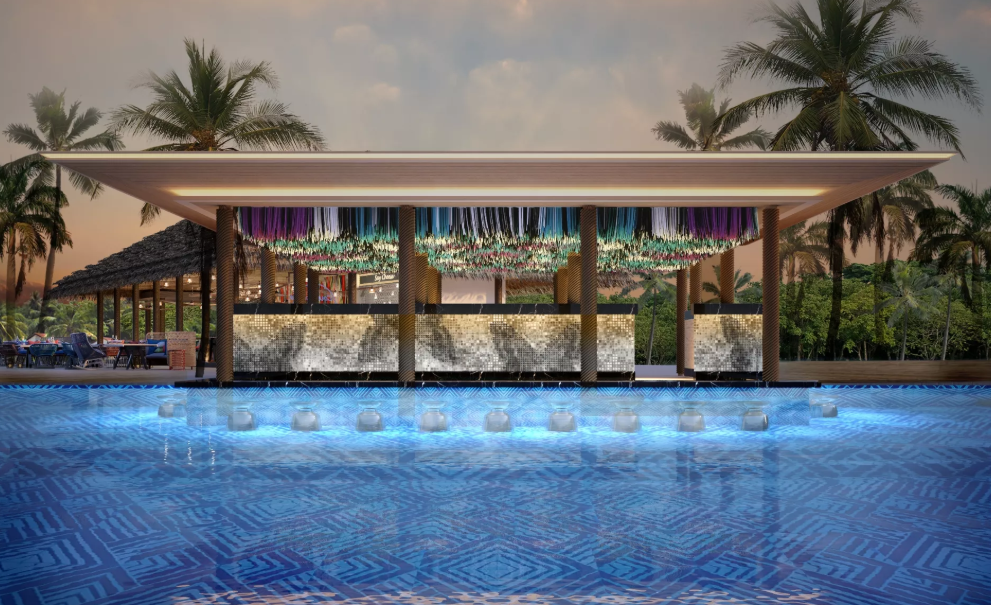 The pool bar--泳池酒吧 dining美食的图片集（ 酒水、小吃（全天） ），印度洋三大明珠马尔代夫,硬石酒店 HARD ROCK HOTEL MALDIVES