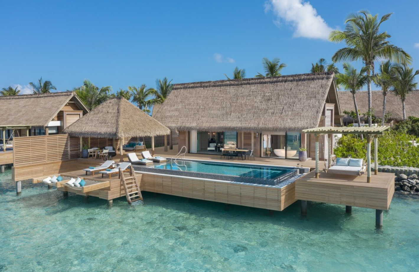 房型内部设施图片参考，如无边泳池与电视及音响， Reef Villa With Pool-礁湖泳池别墅  maldievs(华尔道夫.伊塔富士岛|希尔顿 Waldorf Astoria Maldives Ithaafushi) 