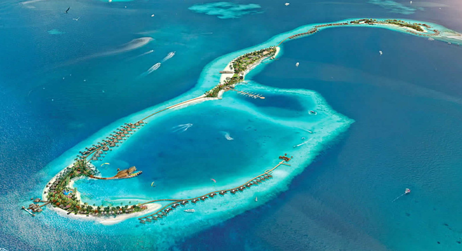  华尔道夫.伊塔富士岛|希尔顿 Waldorf Astoria Maldives Ithaafushi 鸟瞰地图birdview map清晰版 马尔代夫