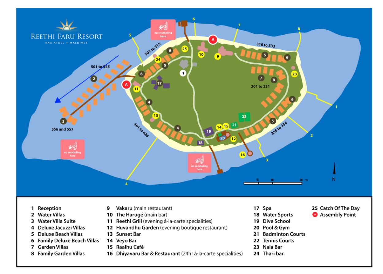 马尔代夫 瑞提法鲁岛 Reethi Faru Resort 平面地图查看