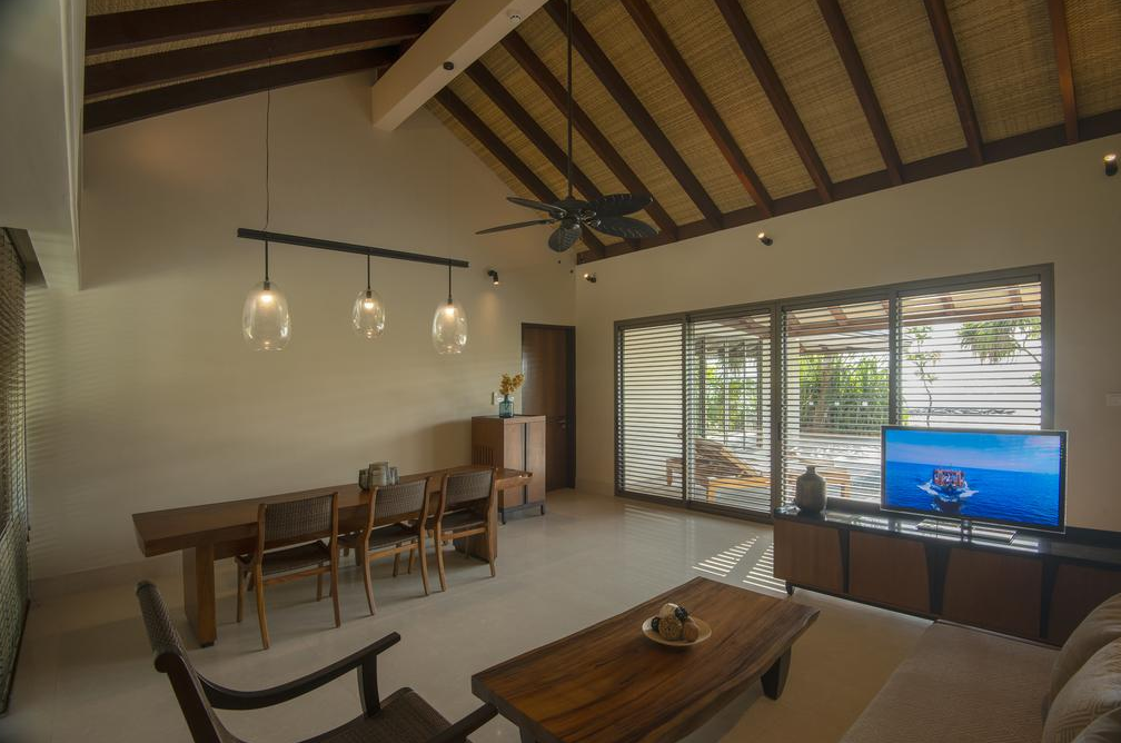 房型内部设施图片参考，如无边泳池与电视及音响， Two bedroom beach pool villa-双卧沙滩泳池别墅 maldievs(瑞喜敦迪鼓拉D岛 The Residence Maldives at Dhigurah) 