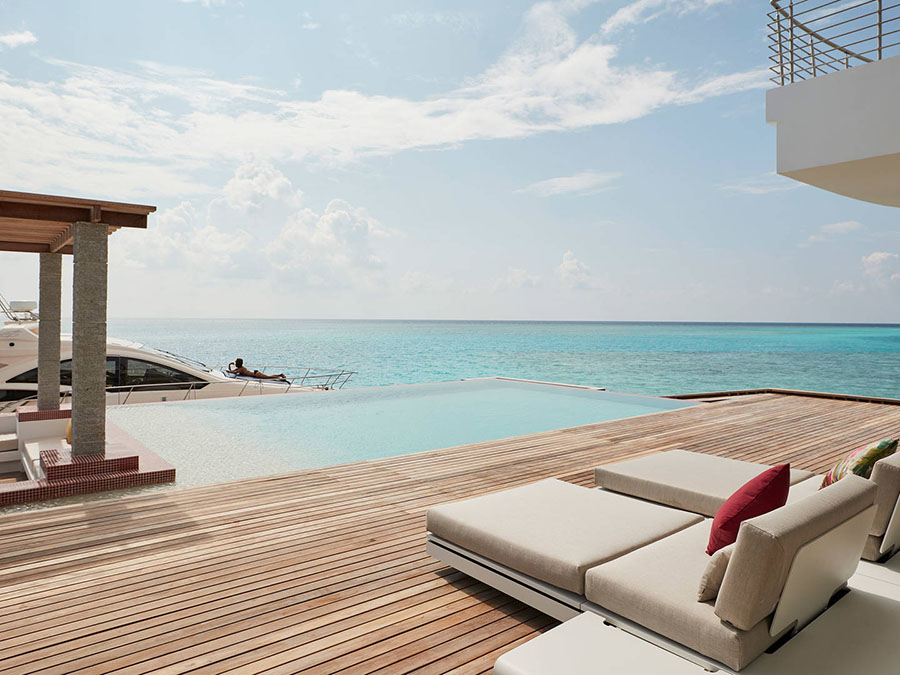 房型内部设施图片参考，如无边泳池与电视及音响， Three Bedroom Water Retreat with Pool-三卧水上泳池隐居 maldievs(卓美亚岛 Jumeirah Maldives Ohahali Island) 