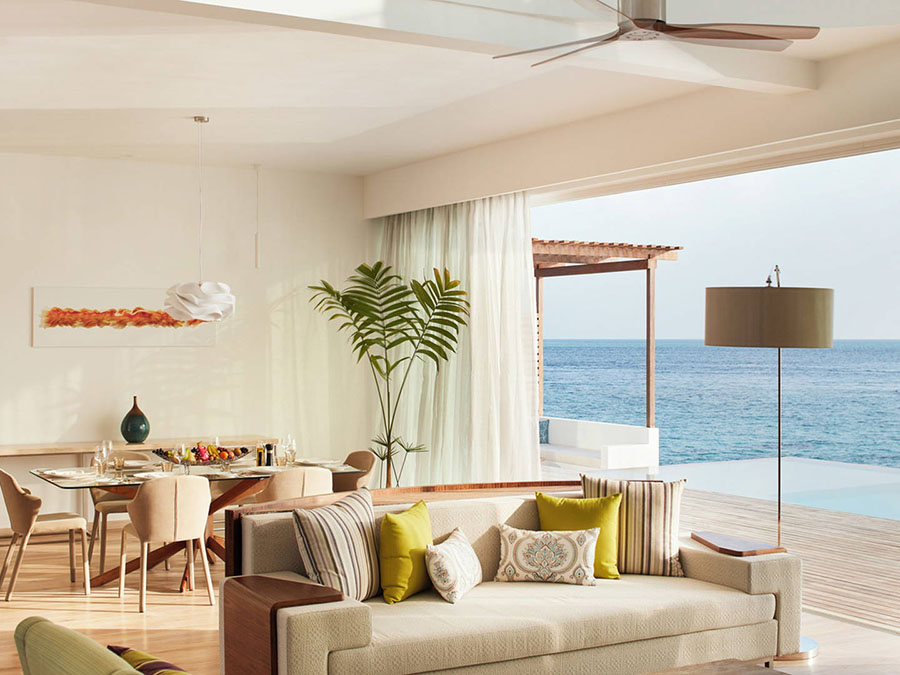 房型内部设施图片参考，如无边泳池与电视及音响， Two Bedroom Water Residence with Pool-双卧水上泳池住宅 maldievs(卓美亚岛 Jumeirah Maldives Ohahali Island) 