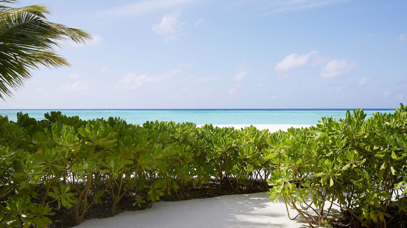 房型内部设施图片参考，如无边泳池与电视及音响， Beach Villa-沙滩别墅  maldievs(艾美酒店 Le Meridien Maldives Resort & Spa) 