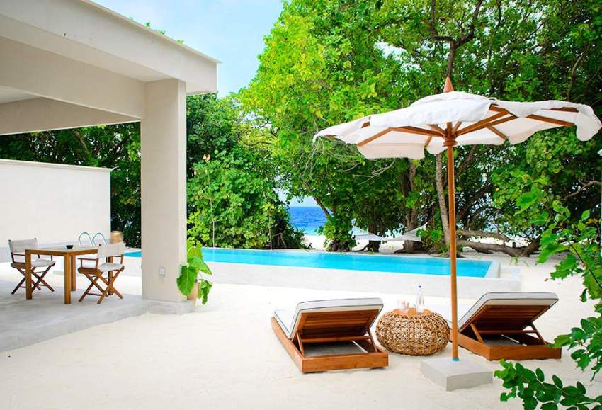 房型内部设施图片参考，如无边泳池与电视及音响， 单卧室沙滩屋-Beach House 1 Bedroom maldievs(阿米拉 Amilla Fushi) 