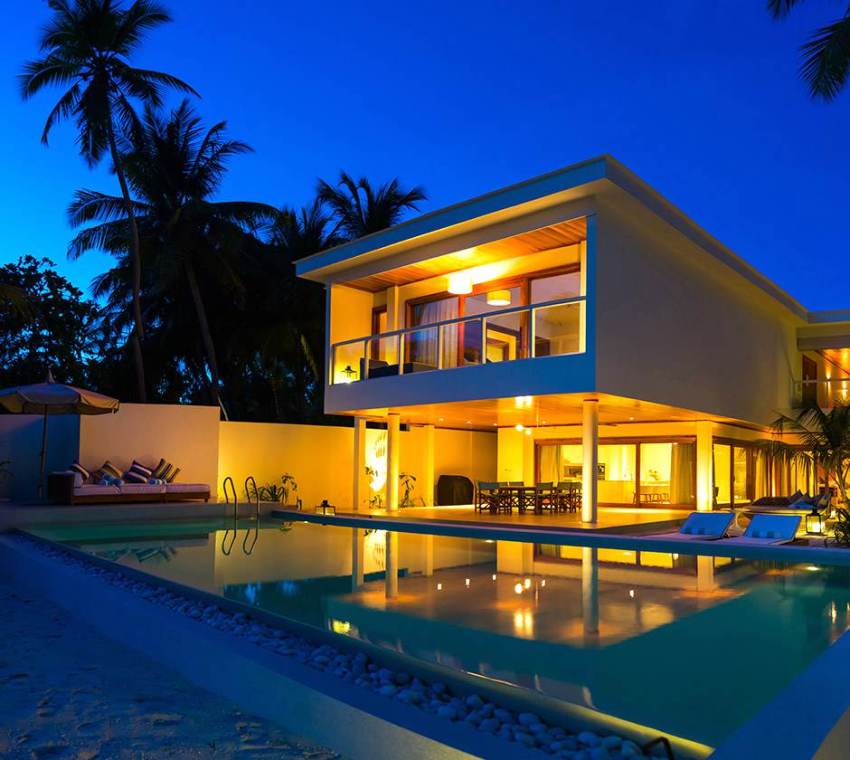 房型内部设施图片参考，如无边泳池与电视及音响， 沙滩四卧室套房-Beach Residence 4 Bedroom maldievs(阿米拉 Amilla Fushi) 