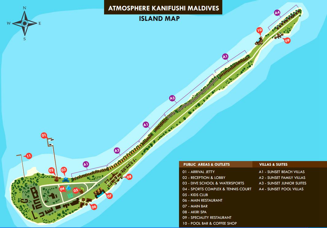 马尔代夫 AKM卡尼富士岛 Atmosphere Kanifushi Maldives 平面地图查看