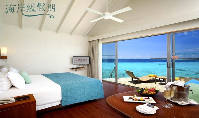 豪华水上别墅-Deluxe Water Villa 房型图片及房间装修风格(国王岛(圣塔拉富士) Centara Ras Fushi)海岛马尔代夫 