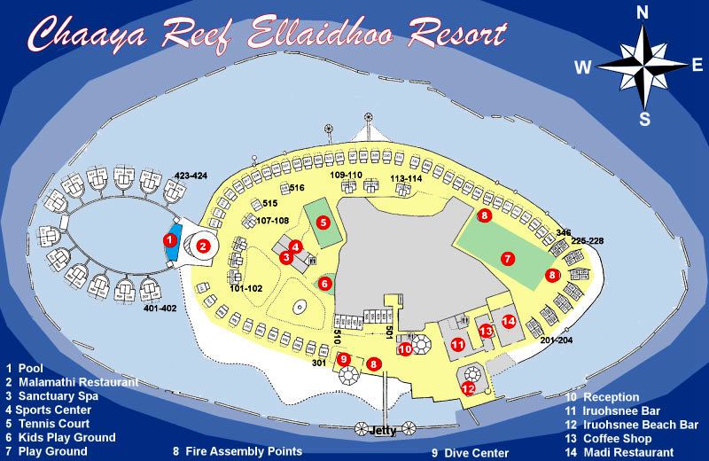 马尔代夫 艾拉胡岛|艾拉湖 Ellaidhoo By Cinnamon 平面地图查看