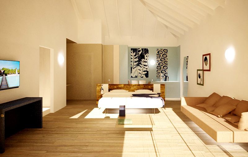 房型内部设施图片参考，如无边泳池与电视及音响， 泻湖别墅-Lagoon Villa  maldievs(可可尼岛 Cocoon Maldives) 