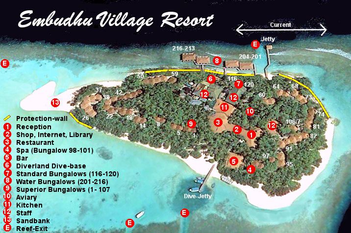 马尔代夫 艾布度|茵布度|宜宝岛 Embudu Village Maldives 平面地图查看