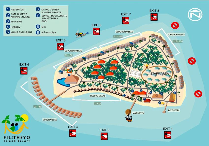 马尔代夫 菲利西澳岛|菲利兹优(尤) Filitheyo Island Resort 平面地图查看