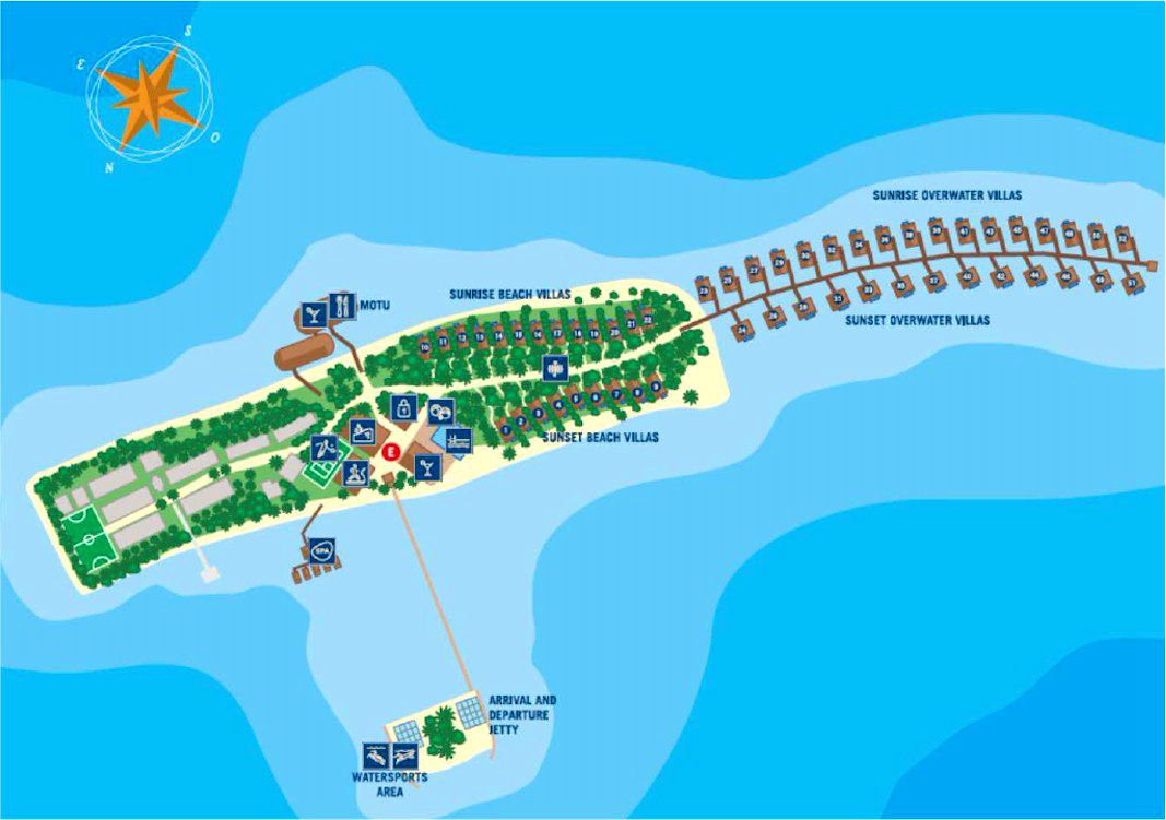 马尔代夫 妃诺岛|翡诺岛 ClubMed Finolhu Villas 平面地图查看