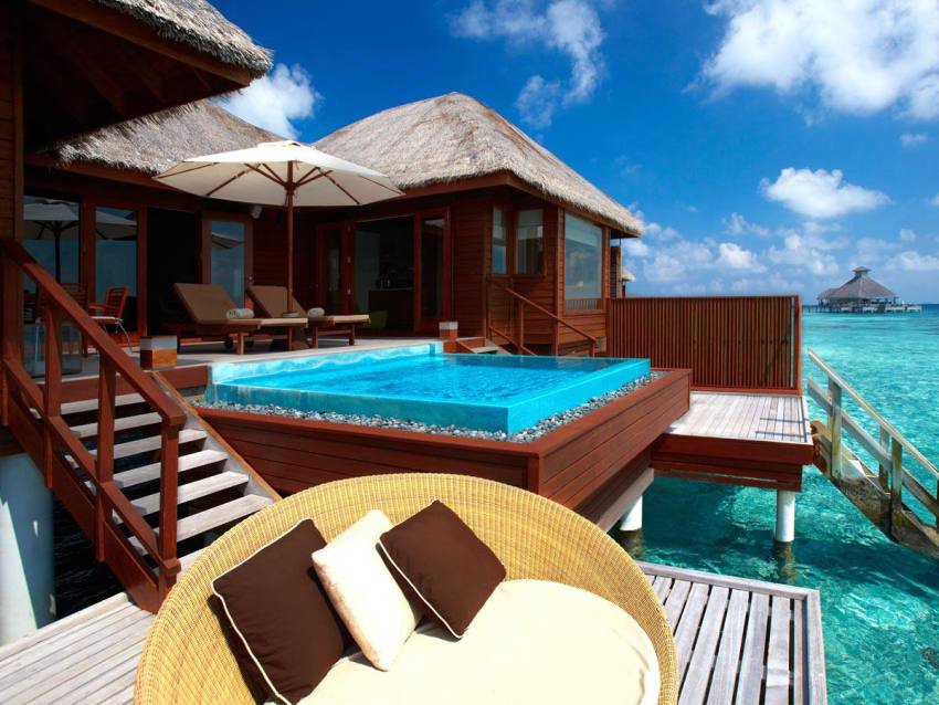 房型内部设施图片参考，如无边泳池与电视及音响， 海洋水上别墅-Ocean bungalow with pool maldievs(芙花芬岛|胡花芬 Huvafen Fushi) 
