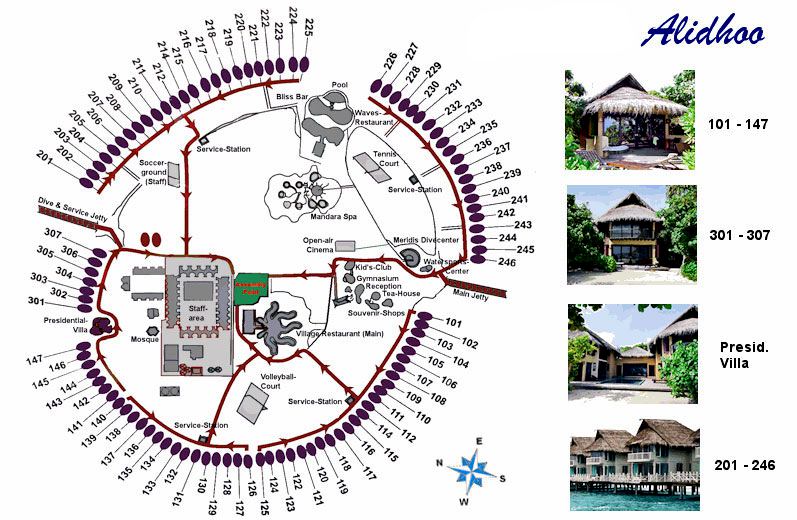 马尔代夫 (J岛)月桂岛 J Resort Alidhoo 平面地图查看