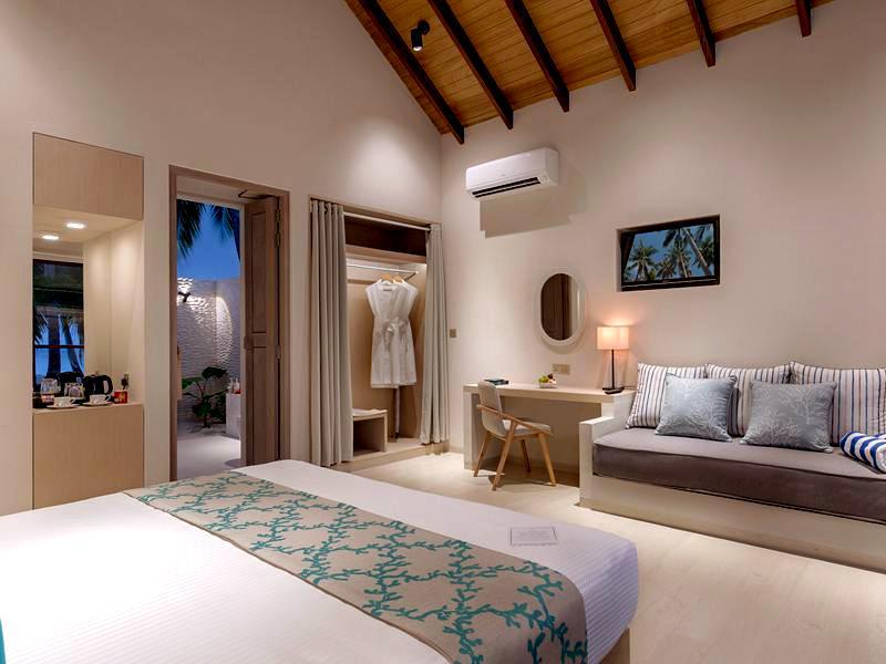 房型内部设施图片参考，如无边泳池与电视及音响， 沙滩海景房-Beach Villa Ocean view maldievs(小班度士(库达) Malahini Kuda Bandos) 