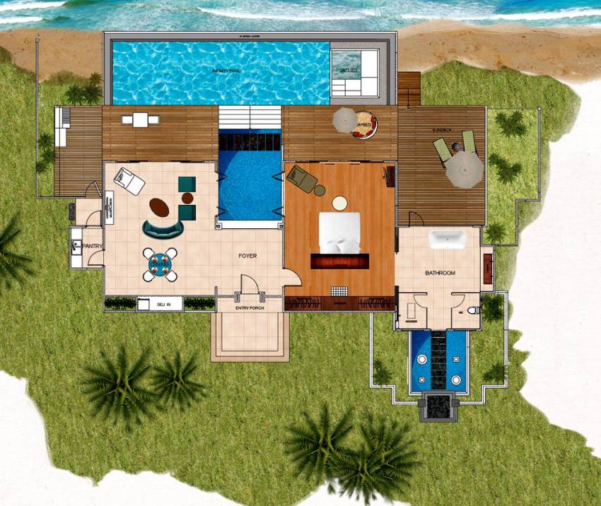 房型内部设施图片参考，如无边泳池与电视及音响， 单卧沙滩泳池小屋-One Bedroom Beach Pool Pavilions maldievs(尼亚玛 Niyama Maldives) 