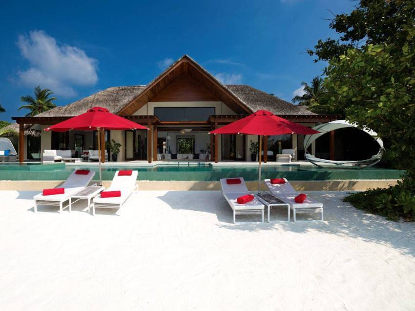 房型内部设施图片参考，如无边泳池与电视及音响， 双卧室沙滩泳池套房-TWO BEDROOM BEACH POOL PAVILION maldievs(尼亚玛 Niyama Maldives) 