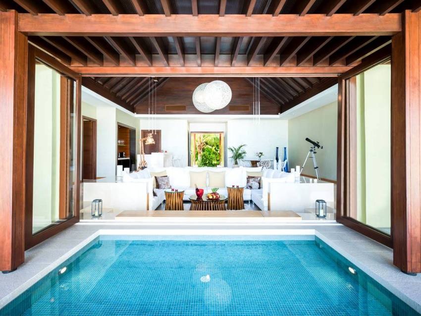 房型内部设施图片参考，如无边泳池与电视及音响， 带泳池的三卧室家庭沙滩房-THREE BEDROOM FAMILY BEACH PAVILION WITH POOL maldievs(尼亚玛 Niyama Maldives) 