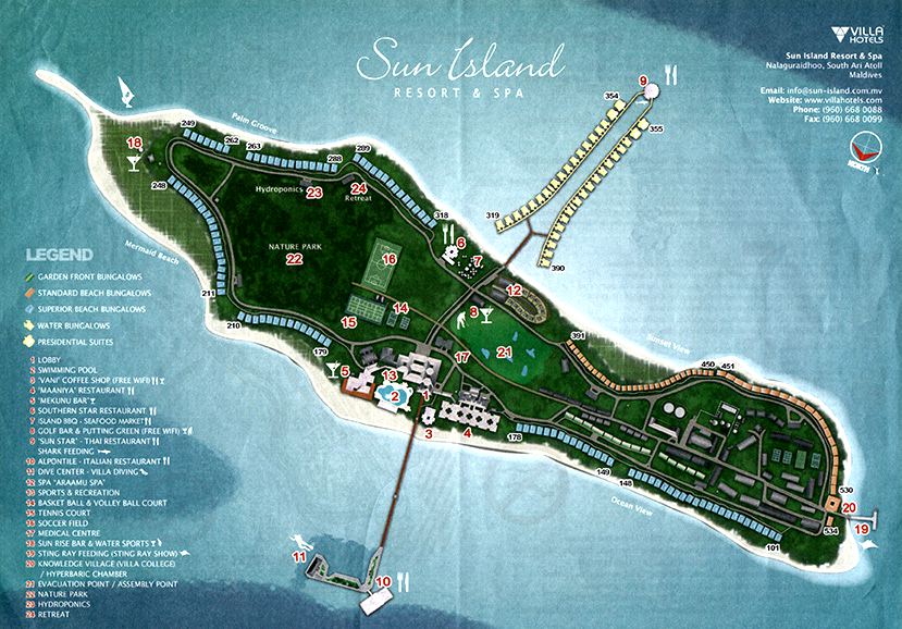 马尔代夫 马尔代夫太阳岛 Sun Island Resort 平面地图查看