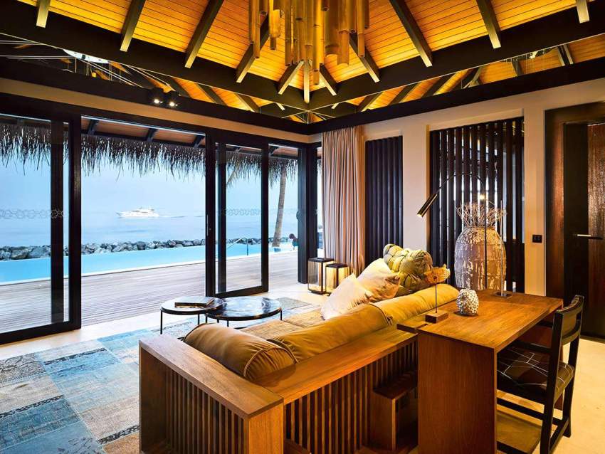 房型内部设施图片参考，如无边泳池与电视及音响， 浪漫泳池房-Romantic Pool Residence maldievs(维拉私人岛 Velaa Private Island) 