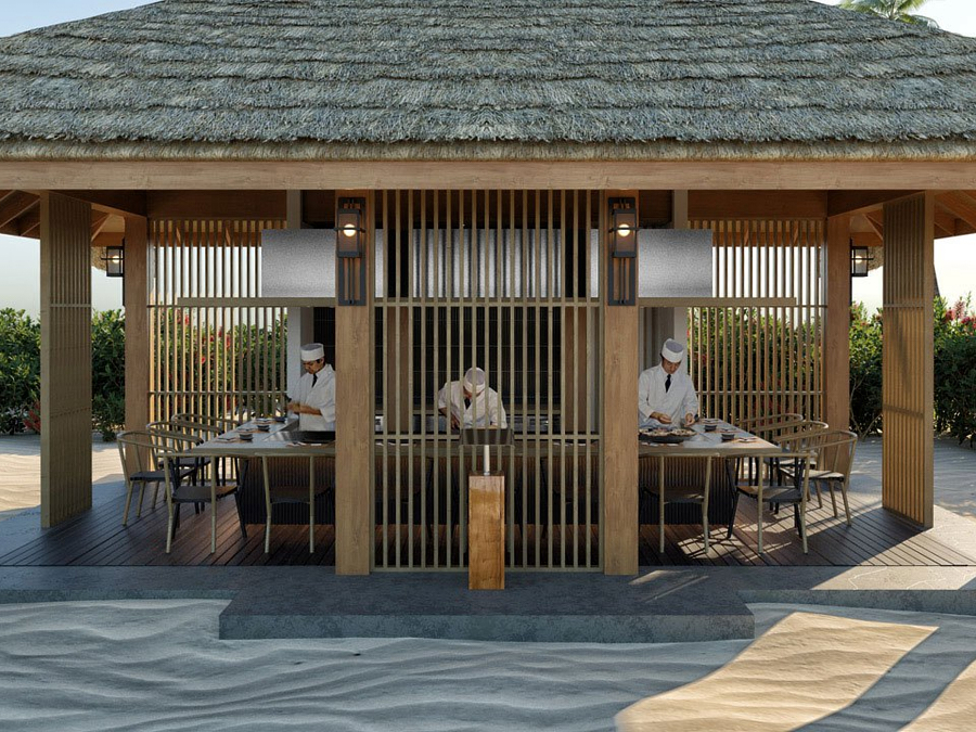 亚洲&日式铁板烧餐厅-- Le Asiatique and Teppanyaki Grill dining美食的图片集( 海鲜烧烤、铁板烧 ),印度洋三大明珠马尔代夫,翡翠法鲁富士岛 Emerald Faarufushi Resort and Spa