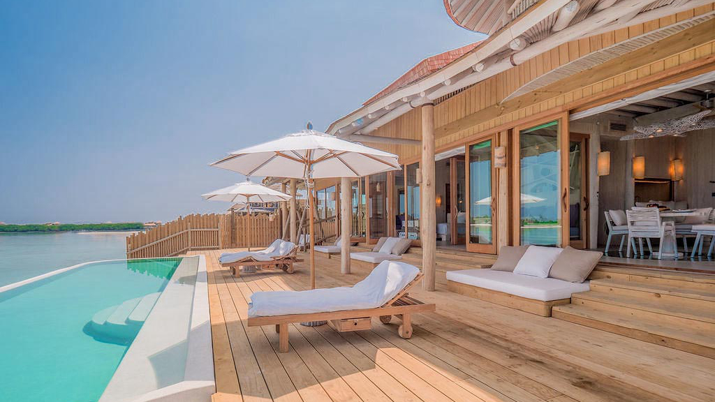 房型内部设施图片参考，如无边泳池与电视及音响， 1 Bedroom Water Reserve with Slide-单卧室豪华水上别墅带滑梯 maldievs(索尼娃贾尼岛 Soneva Jani) 