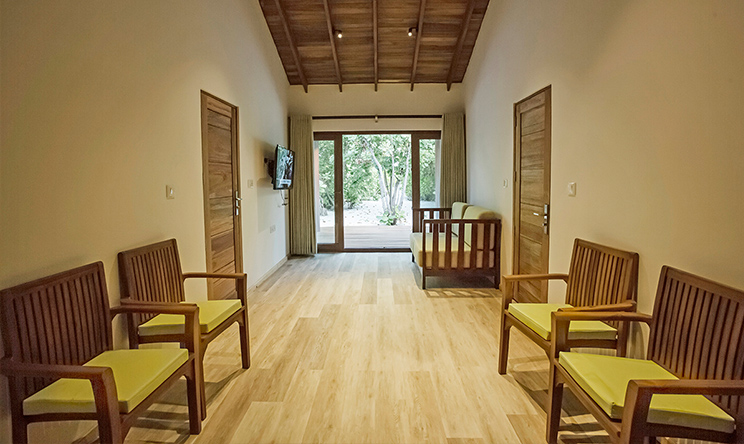 房型内部设施图片参考，如无边泳池与电视及音响， Deluxe Two-bedroom Beach Suites-豪华双卧沙滩套房  maldievs(瑞提法鲁岛 Reethi Faru Resort) 