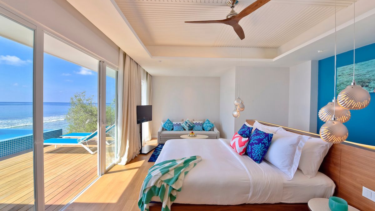 房型内部设施图片参考，如无边泳池与电视及音响， Ocean Pool Villa-海洋泳池别墅 maldievs(康迪玛|坎迪玛 Kandima Maldives) 