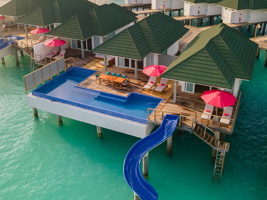 3 Bedroom Lagoon Villa With Pool + Slide-三卧潟湖滑梯泳池别墅  房型图片及房间装修风格(禧亚世嘉岛 Siyam World Maldives)海岛马尔代夫