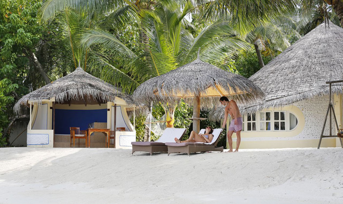 房型内部设施图片参考，如无边泳池与电视及音响， Deluxe Beach Villa-豪华沙滩别墅 maldievs(尼卡岛 Nika Island) 