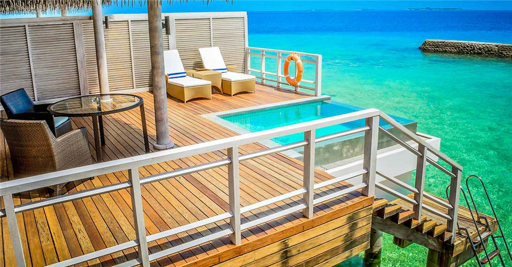 房型内部设施图片参考，如无边泳池与电视及音响， Water Villa with pool-水上泳池别墅 maldievs(阿玛雅岛 Amaya Kuda Rah) 