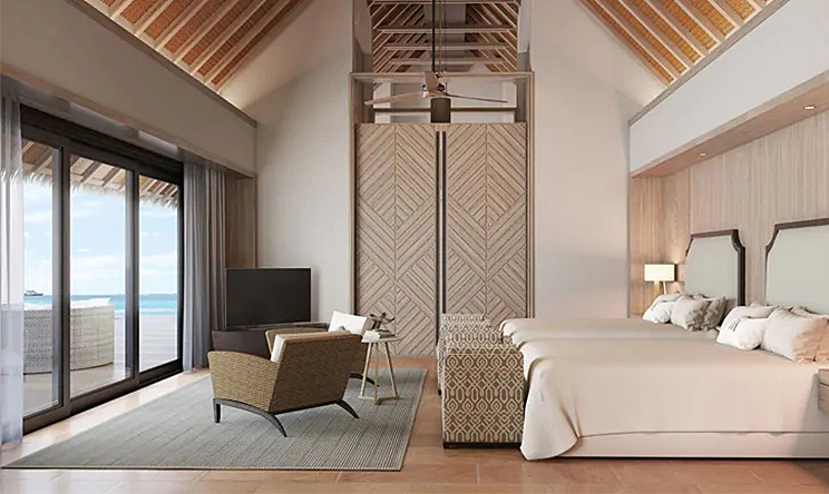 房型内部设施图片参考，如无边泳池与电视及音响， Three Bedroom Overwater Villa With Pool-三卧室水上泳池别墅  maldievs(华尔道夫.伊塔富士岛|希尔顿 Waldorf Astoria Maldives Ithaafushi) 