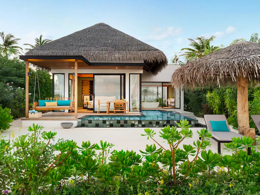 ONE BEDROOM BEACH POOL VILLA-单卧室沙滩泳池别墅  房型图片及房间装修风格(希尔顿·阿明吉利岛 Hilton Maldives Amingiri Resort & Spa)海岛马尔代夫 
