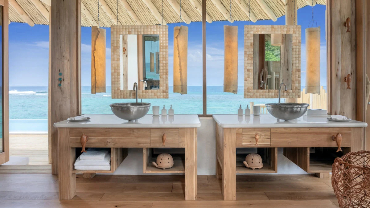 房型内部设施图片参考，如无边泳池与电视及音响， 2 Bedroom Water Retreat With Slide-双卧室带滑梯的水上别墅 maldievs(索尼娃芙西岛度假村 Soneva Fushi) 