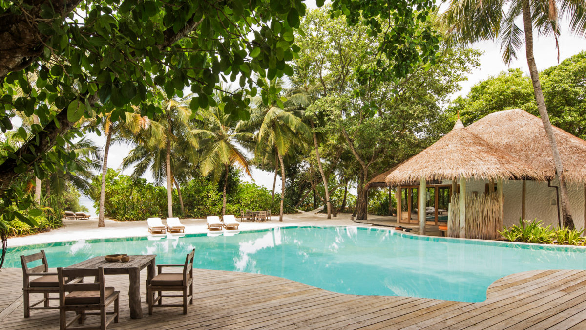 房型内部设施图片参考，如无边泳池与电视及音响， Villa 14-14号别墅（三卧室） maldievs(索尼娃芙西岛度假村 Soneva Fushi) 