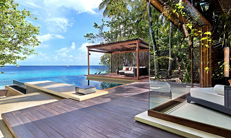 房型内部设施图片参考，如无边泳池与电视及音响， Deluxe Park Pool Villa-柏悦豪华泳池别墅  maldievs(柏悦|哈达哈 Park Hyatt Hadahaa) 