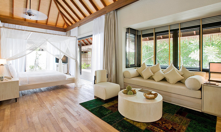 房型内部设施图片参考，如无边泳池与电视及音响， 双卧沙滩套房-Two Bedroom Beach Suite maldievs(玛丽富士 COMO Maalifushi) 