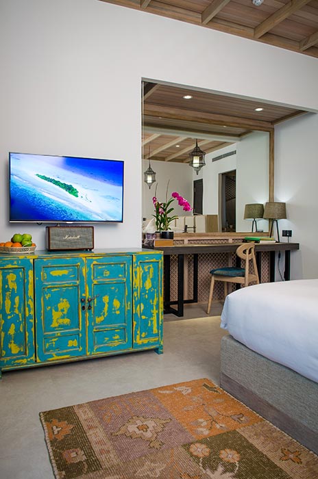 房型内部设施图片参考，如无边泳池与电视及音响， 海滩别墅-Beach Villa maldievs(菲诺芙岛 Finolhu Maldives) 